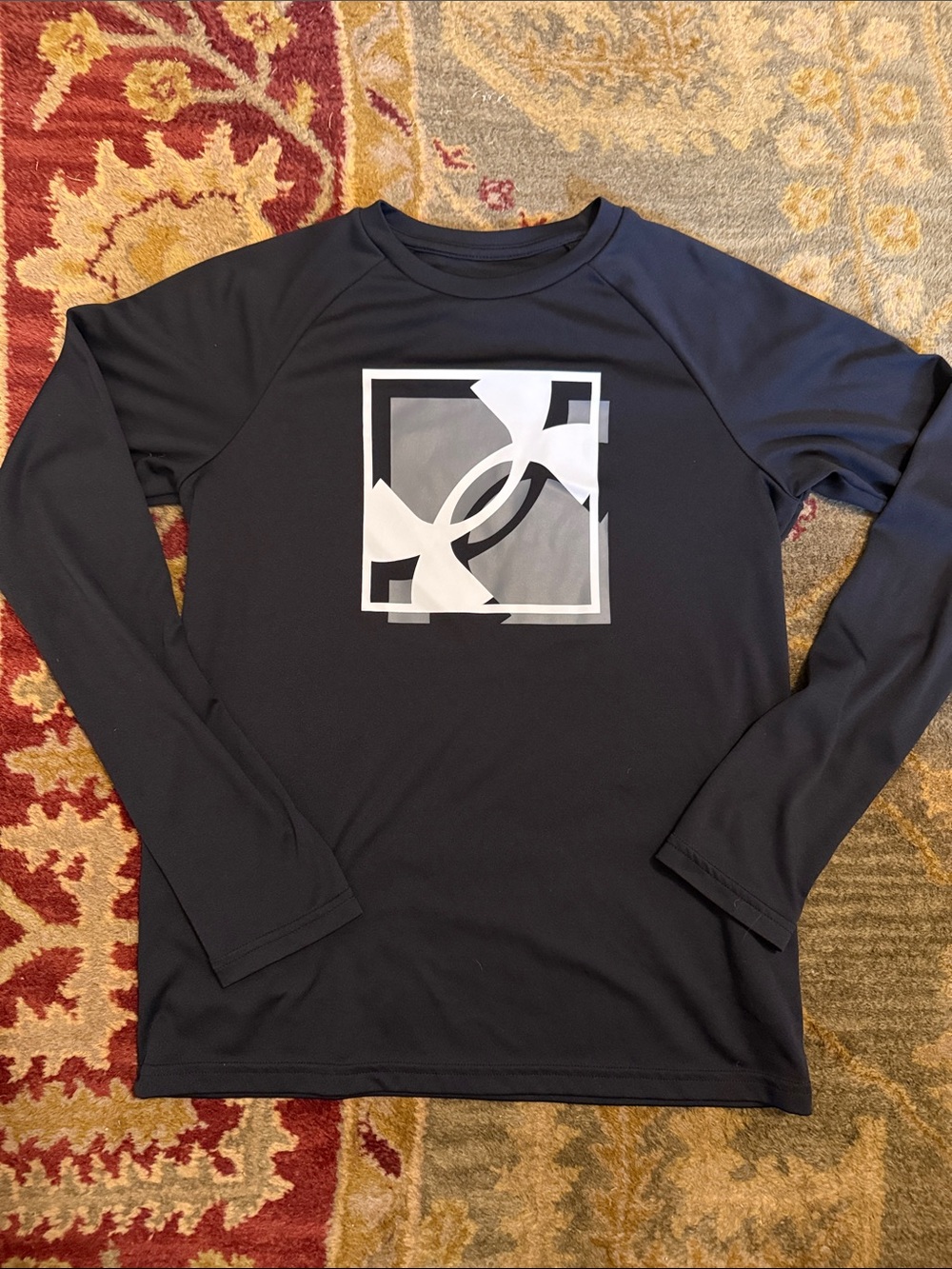 Boy's Large Black Long-Sleeve Graphic Performance Tee